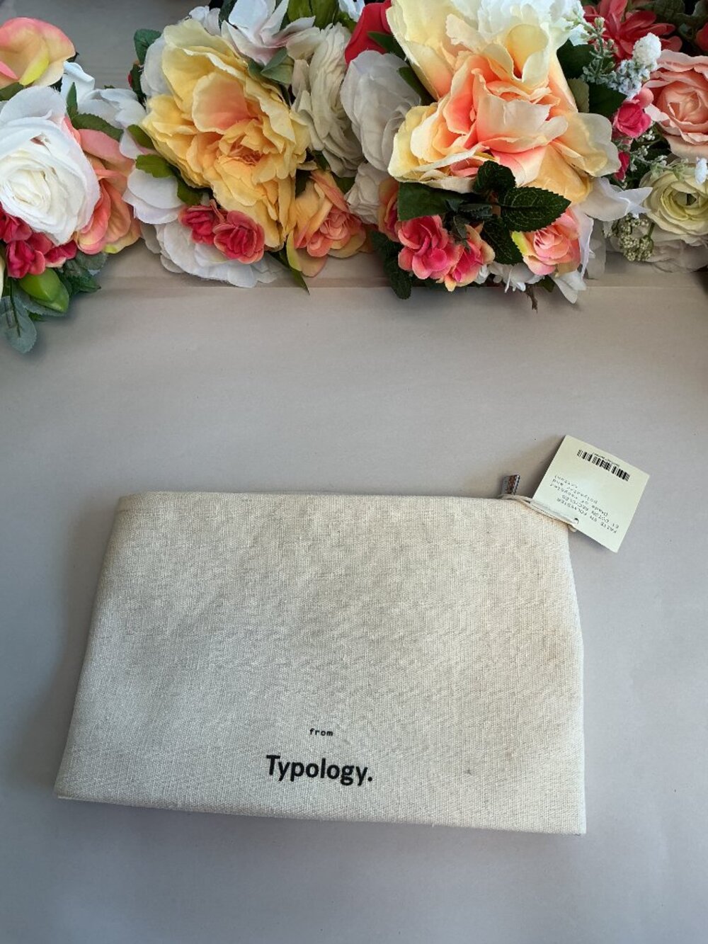 Typology Paris Travel Pouch NWT Cream Recycled Cotton Polyester Cosmetic Bag
